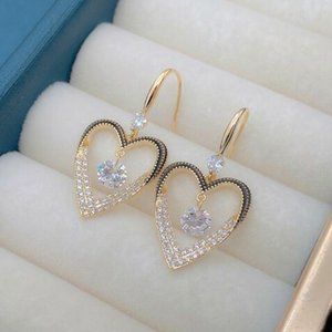 NEW 18K Gold Plated Love Heart Drop Dangle Earrings